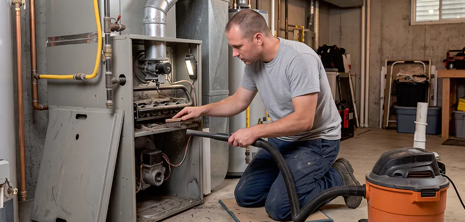 Burner and Heater Compartment Lint Removal in Pharr