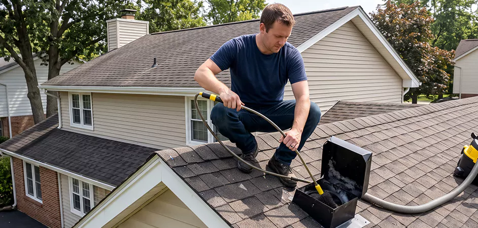 Multi-Story Roof Dryer Vent Cleaning in Pharr